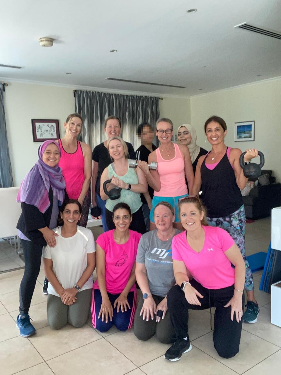 Andrea's small-group strength class in Dubai