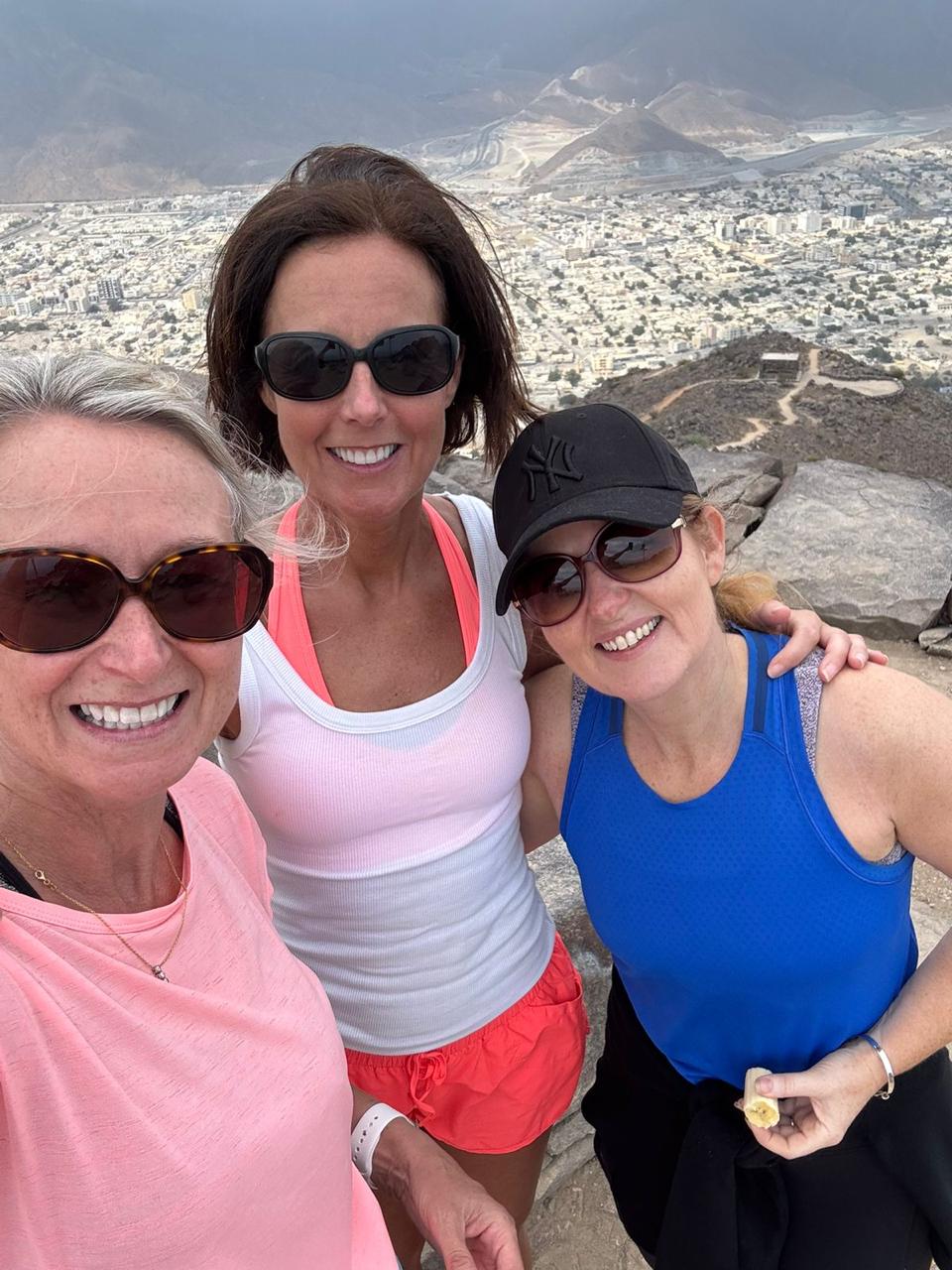 Sunrise hike with clients above the city